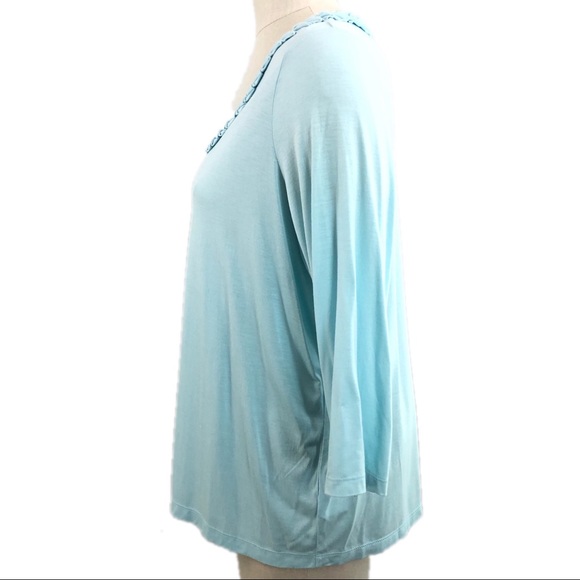 Talbots Top Rayon Blue Scoop neck 2X Petite 3/4 sleeves - Picture 9 of 10
